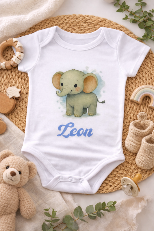 Personalisierter Baby Body Elefant mit Wunschname - Persit