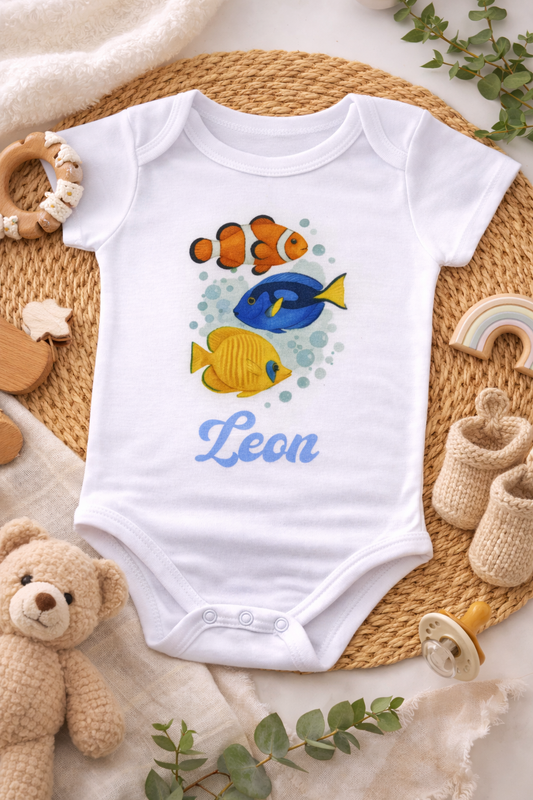Personalisierter Baby Body Fische mit Wunschname - Persit