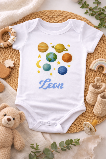 Personalisierter Baby Body Planeten mit Wunschname - Persit