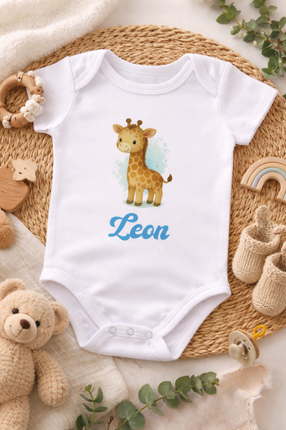 Personalisierter Baby Body Giraffe mit Wunschname